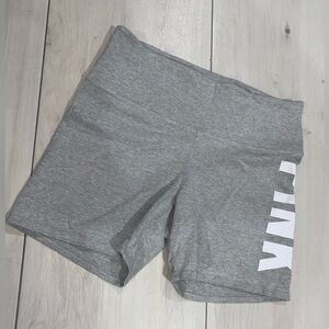 Victoria's Secret Gray High-Rise Bike Shorts with White Logo